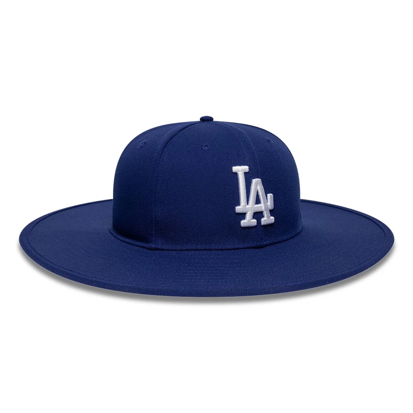 Pictured is this MLB 6 Panel LA Dodgers Fitted Bucket hat in dark blue. 3
