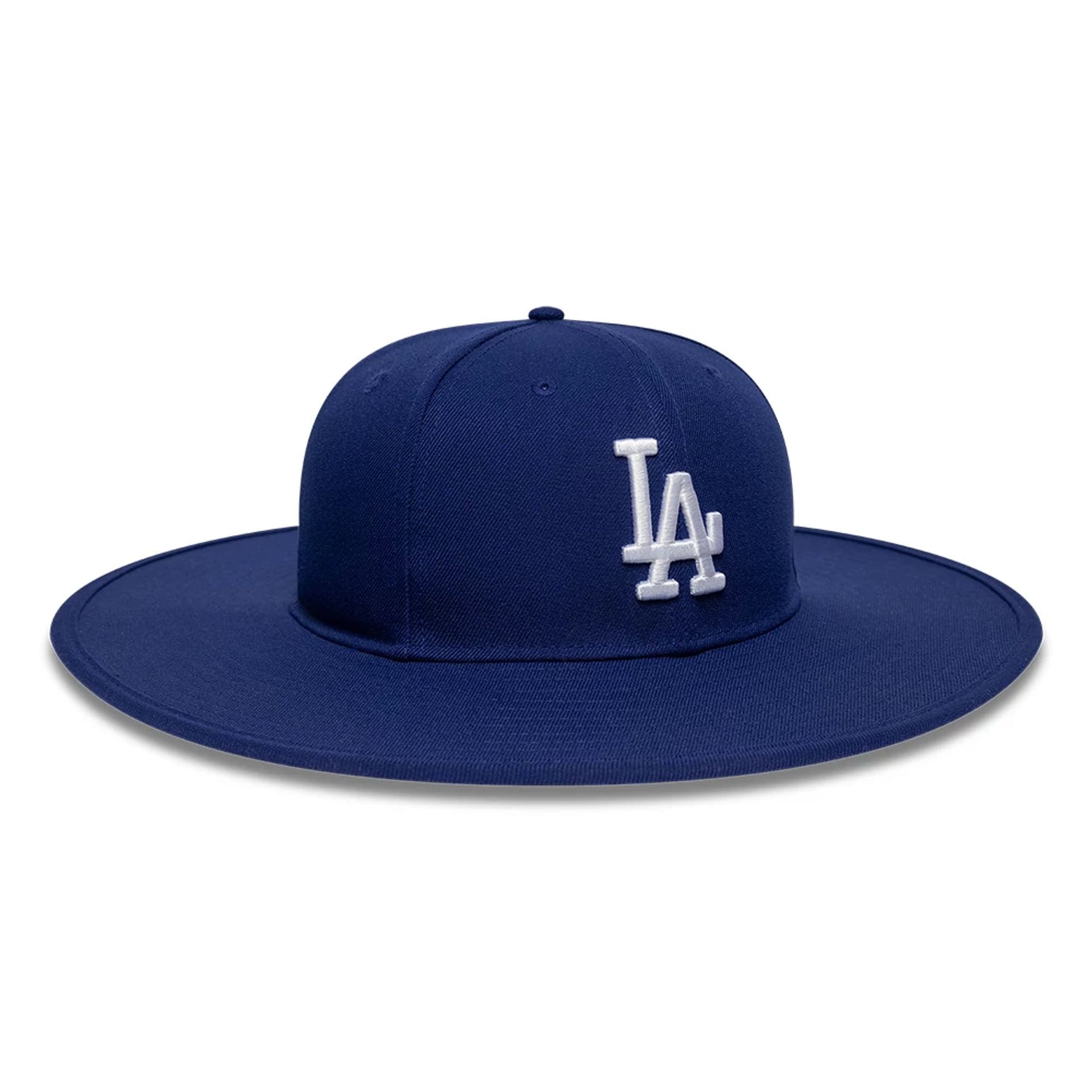 Pictured is this MLB 6 Panel LA Dodgers Fitted Bucket hat in dark blue. 3