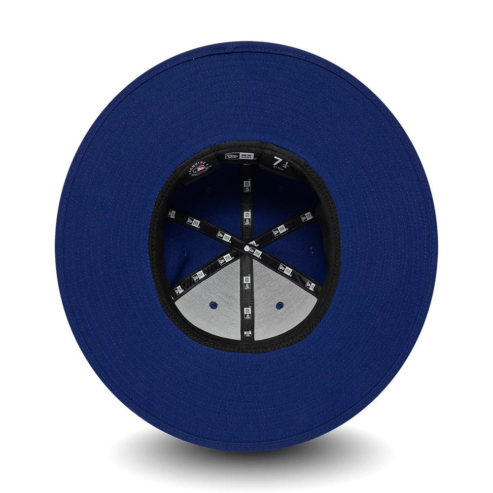 Pictured is this MLB 6 Panel LA Dodgers Fitted Bucket hat in dark blue. 5
