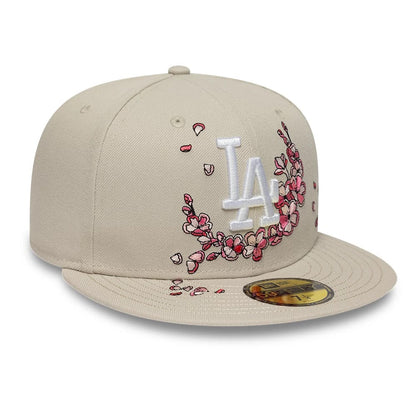 Pictured is this MLB Cherry Blossom LA Dodgers 59FIFTY Fitted cap in Cream. 4