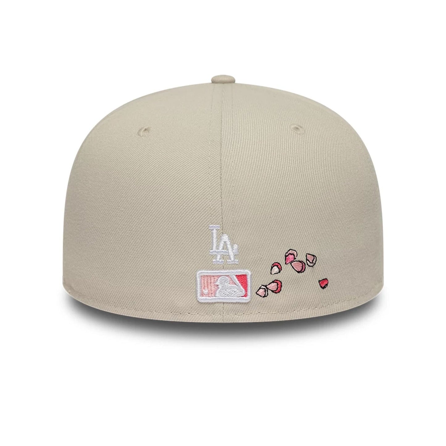 Pictured is this MLB Cherry Blossom LA Dodgers 59FIFTY Fitted cap in Cream. 5