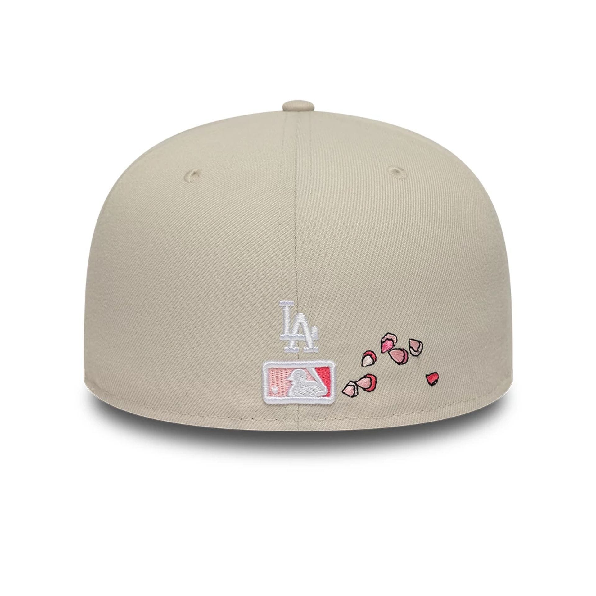 Pictured is this MLB Cherry Blossom LA Dodgers 59FIFTY Fitted cap in Cream. 5