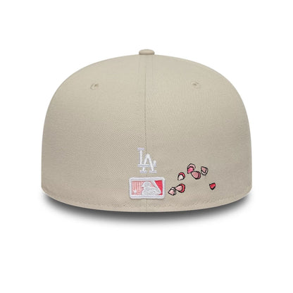 Pictured is this MLB Cherry Blossom LA Dodgers 59FIFTY Fitted cap in Cream. 5