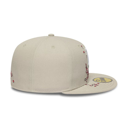 Pictured is this MLB Cherry Blossom LA Dodgers 59FIFTY Fitted cap in Cream. 7