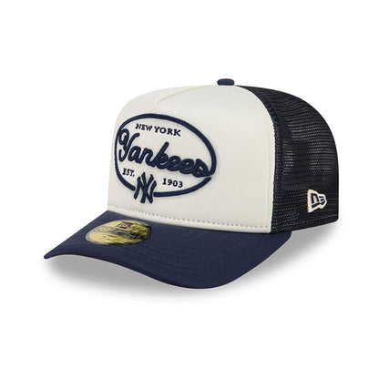 Pictured is this MLB 59FIFTY Day New York Yankees 59FIFTY A-Frame Fitted cap in navy. 1