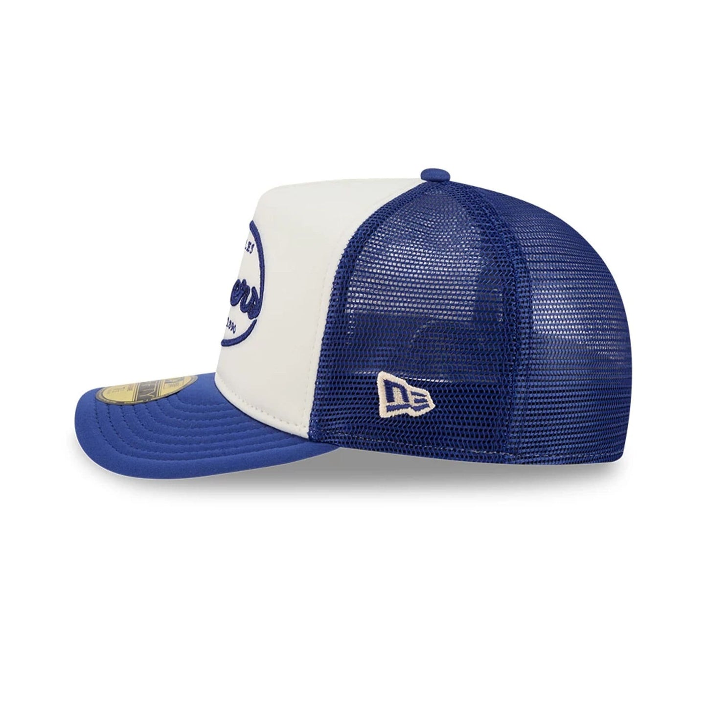 Pictured is this MLB 59FIFTY Day LA Dodgers 59FIFTY A-Frame Fitted cap in dark blue. 5