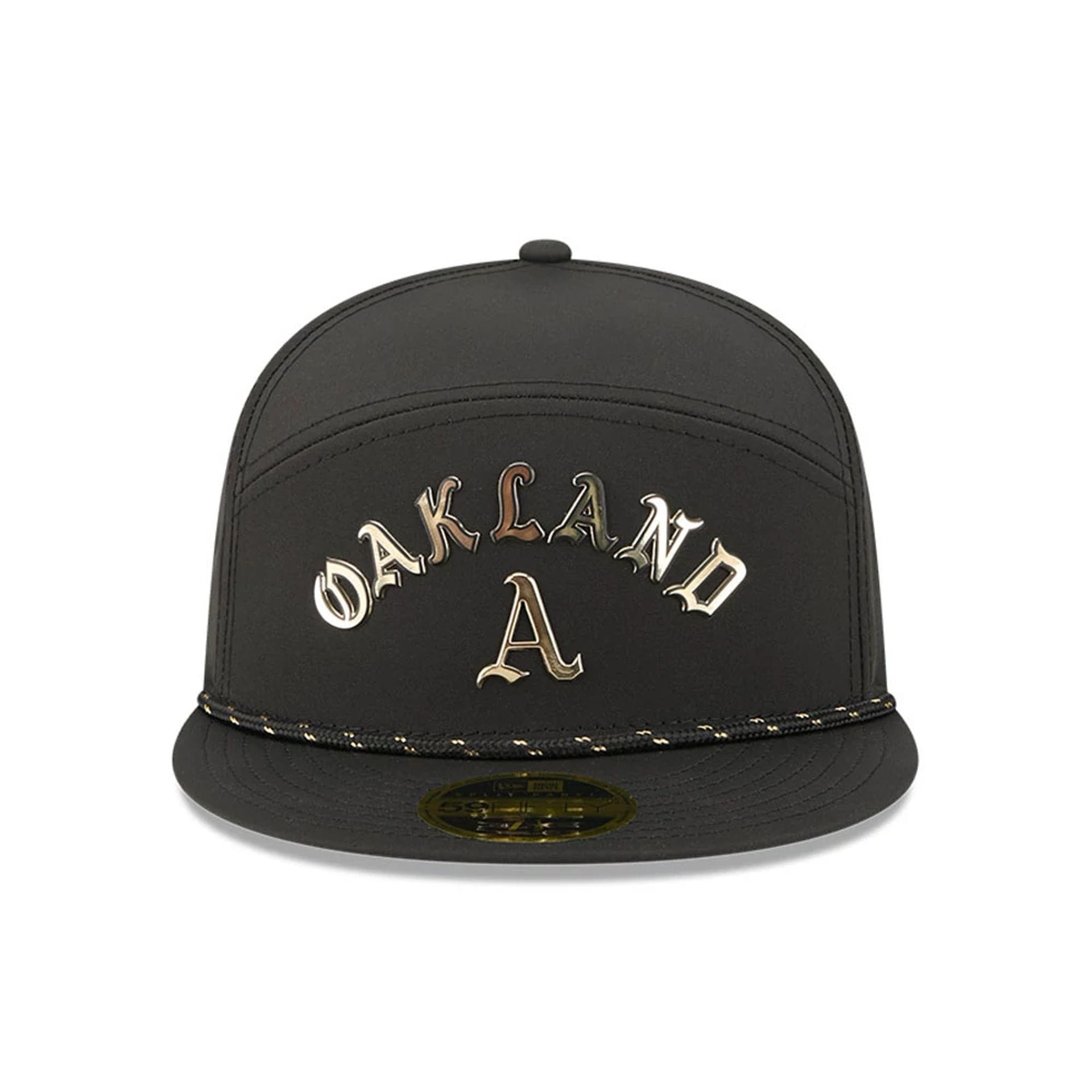 Pictured is this MLB 59FIFTY Day Athletics Split Panel 59FIFTY Fitted cap in black. 3
