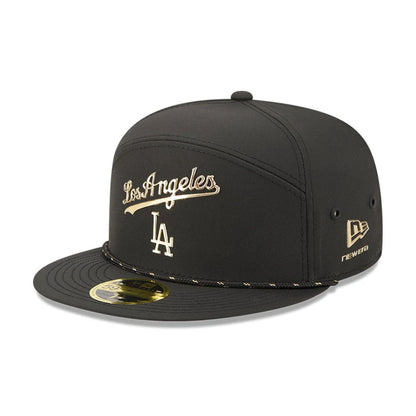 Pictured is this MLB 59FIFTY Day LA Dodgers Split Panel 59FIFTY Fitted cap in black. 1