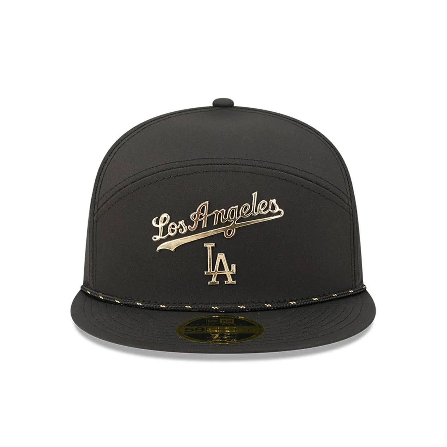 Pictured is this MLB 59FIFTY Day LA Dodgers Split Panel 59FIFTY Fitted cap in black. 3