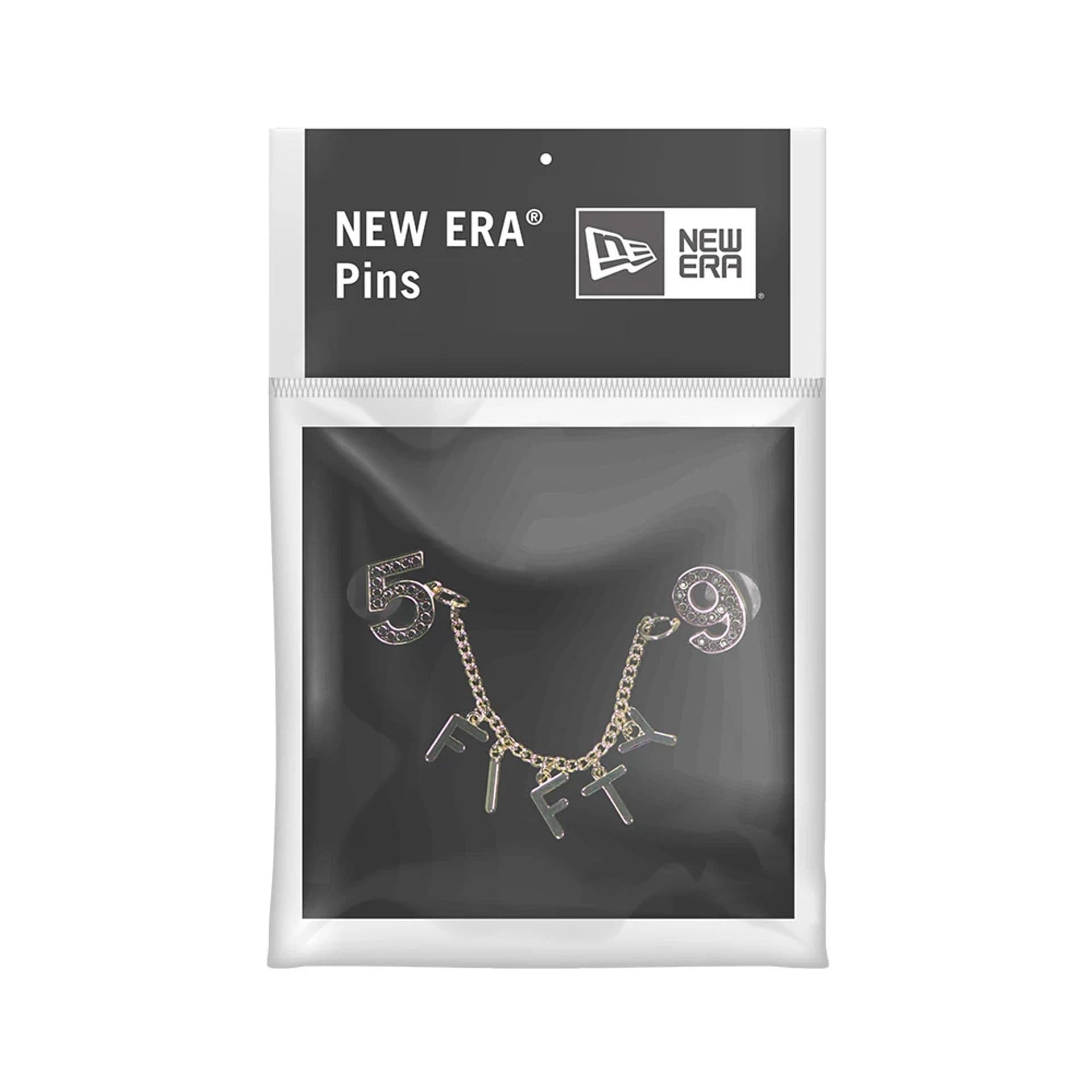 Pictured is this New Era 59FIFTY Day Chain Pin Badge in black. 3