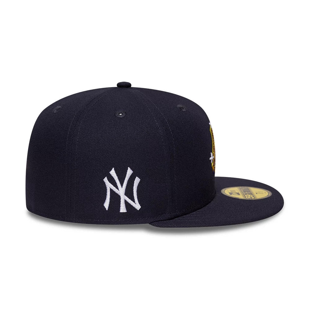 Pictured is this MLB Emblem New York Yankees 59FIFTY Fitted cap in navy. 5