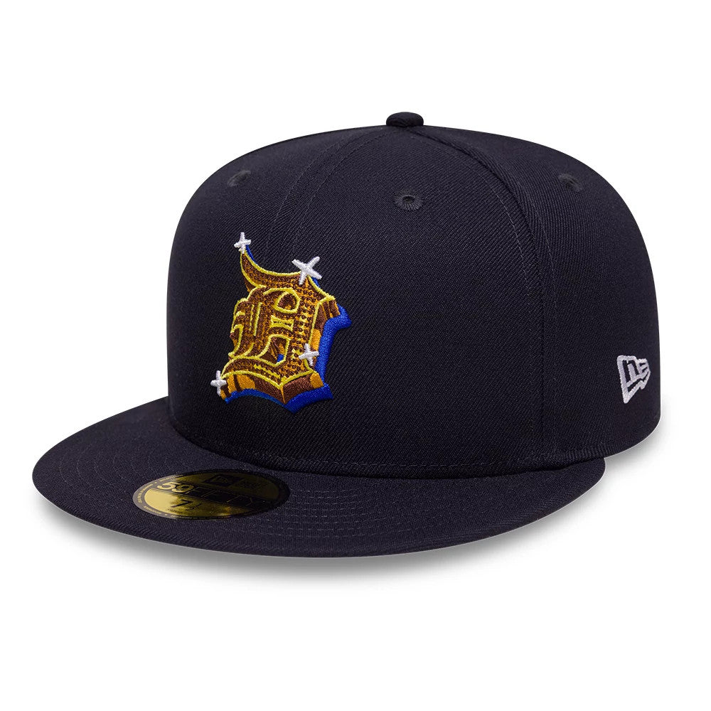 Pictured is this MLB Emblem Detroit Tigers 59FIFTY Fitted cap in navy. 4