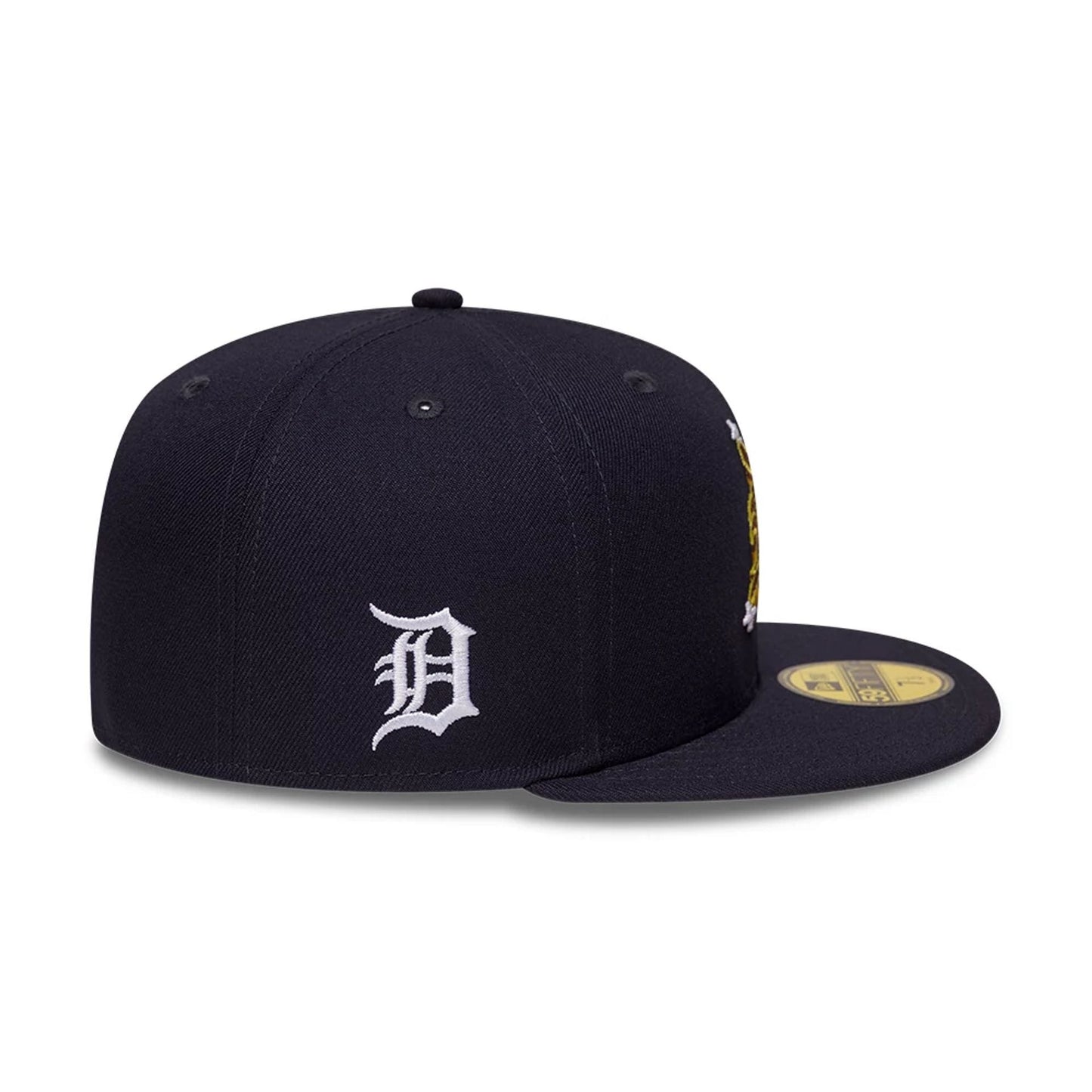 Pictured is this MLB Emblem Detroit Tigers 59FIFTY Fitted cap in navy. 5