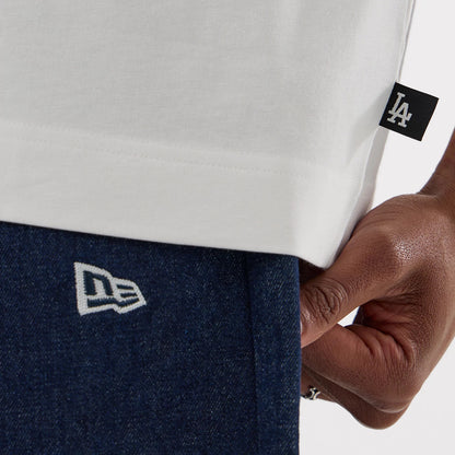 The model is wearing this MLB LA Dodgers Boxy T-Shirt in white. 7
