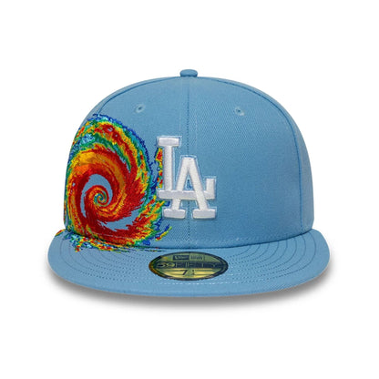 Pictured is this MLB Storm Pattern LA Dodgers 59FIFTY Fitted cap in pastel blue. 2