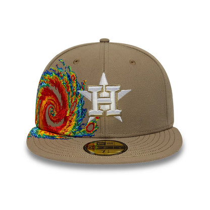 Pictured is this MLB Storm Pattern Houston Astros 59FIFTY Fitted cap in Beige. 2