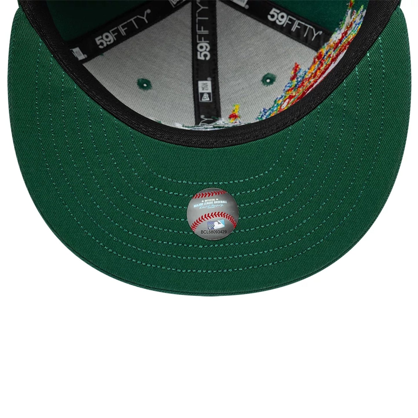 Pictured is this MLB Storm Pattern Miami Marlins 59FIFTY Fitted cap in Dark Green. 7