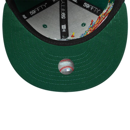 Pictured is this MLB Storm Pattern Miami Marlins 59FIFTY Fitted cap in Dark Green. 7
