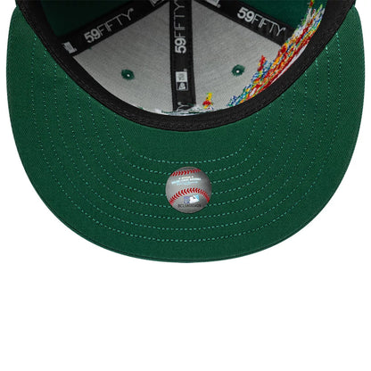 Pictured is this MLB Storm Pattern Miami Marlins 59FIFTY Fitted cap in Dark Green. 7