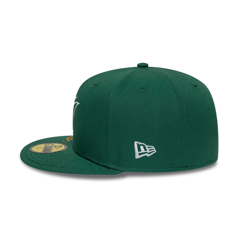 Pictured is this MLB Storm Pattern Miami Marlins 59FIFTY Fitted cap in Dark Green. 6