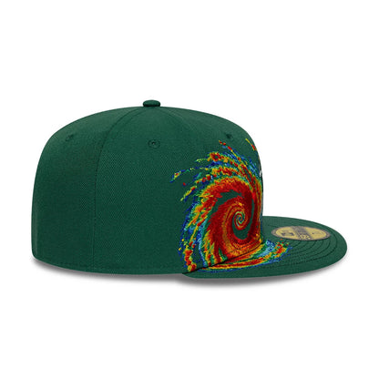 Pictured is this MLB Storm Pattern Miami Marlins 59FIFTY Fitted cap in Dark Green. 5