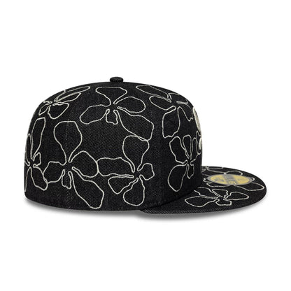 Pictured is this MLB Floral Denim Chicago White Sox 59FIFTY Fitted cap in black. 5