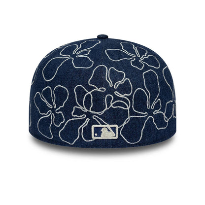Pictured is this MLB Floral Denim New York Yankees 59FIFTY Fitted cap in blue. 4