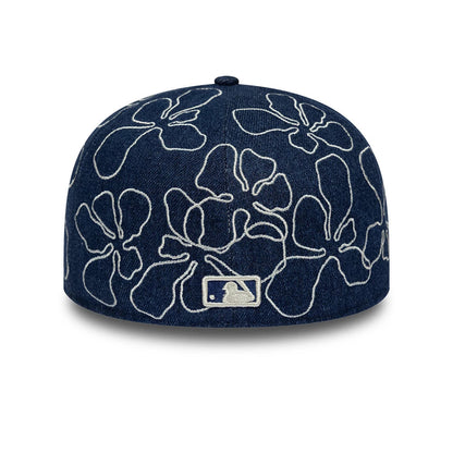 Pictured is this MLB Floral Denim New York Yankees 59FIFTY Fitted cap in blue. 4