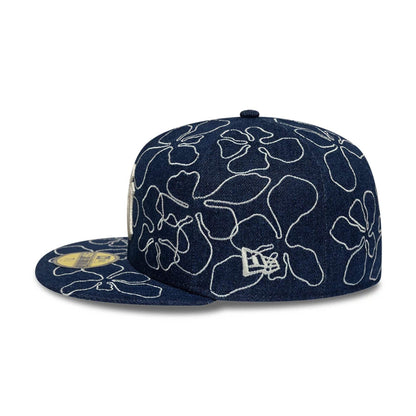 Pictured is this MLB Floral Denim New York Yankees 59FIFTY Fitted cap in blue. 5