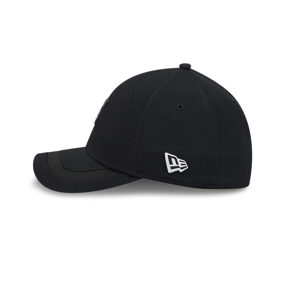 Pictured is this New Era Golf Rubber Patch 39THIRTY M-Crown Stretch Fit cap in black. 5