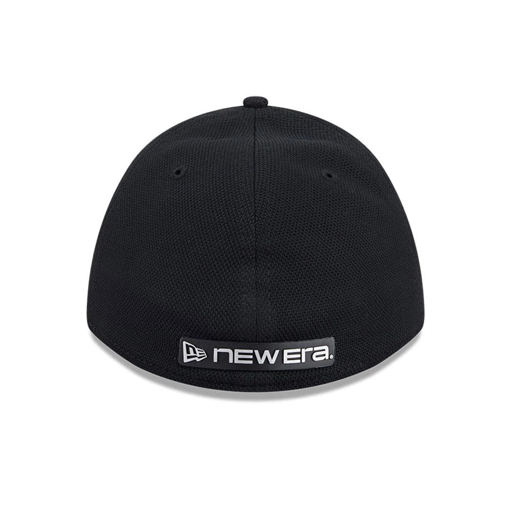 Pictured is this New Era Golf Rubber Patch 39THIRTY M-Crown Stretch Fit cap in black. 6
