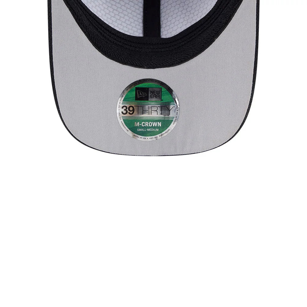 Pictured is this New Era Golf Rubber Patch 39THIRTY M-Crown Stretch Fit cap in black. 2