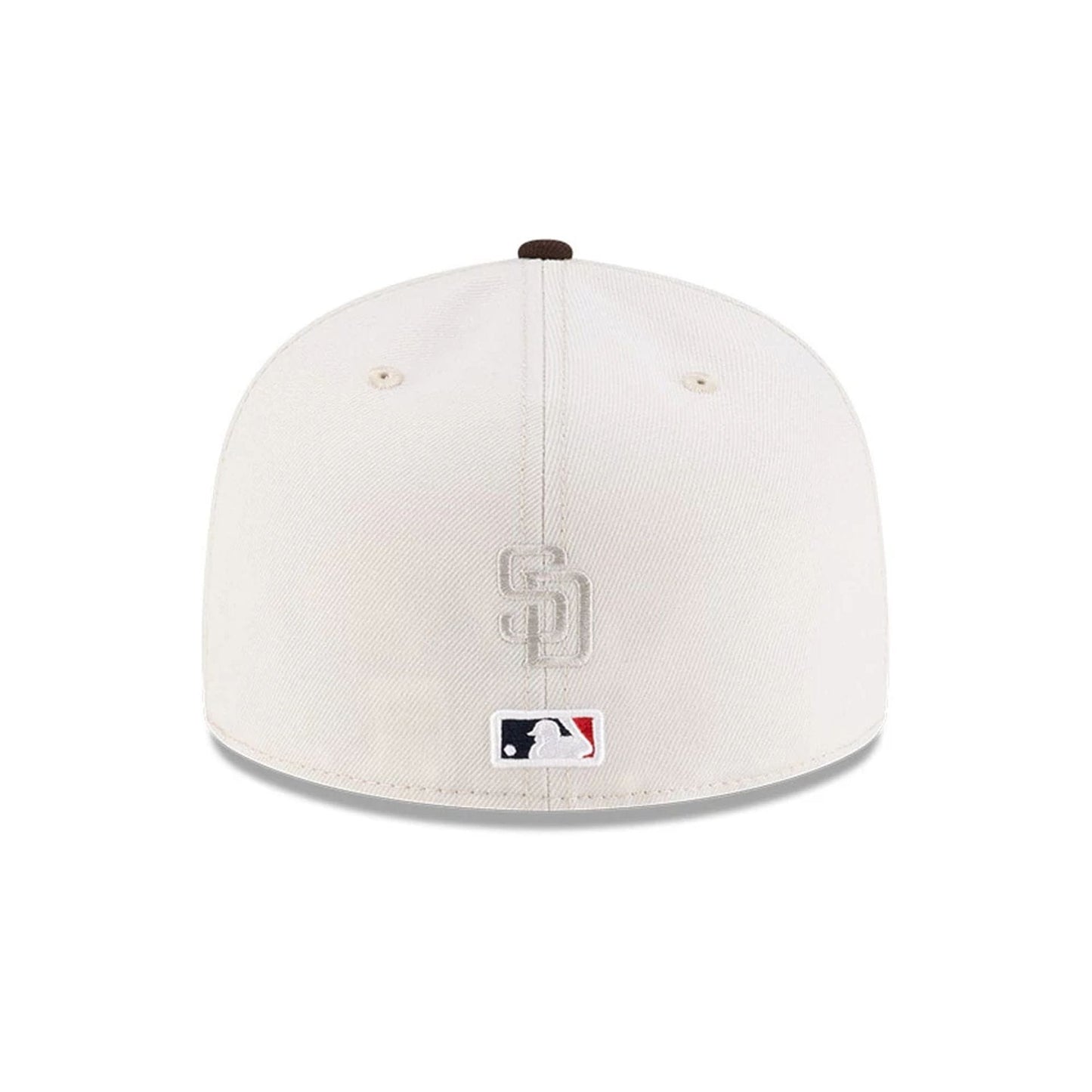 Pictured is this MLB Mexico City Series 2026 San Diego Padres 59FIFTY Fitted cap in light beige. 5