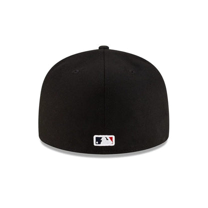 Pictured is this MLB Mexico City Series 2026 MLB Dueling League Logos 59FIFTY Fitted cap in black. 7