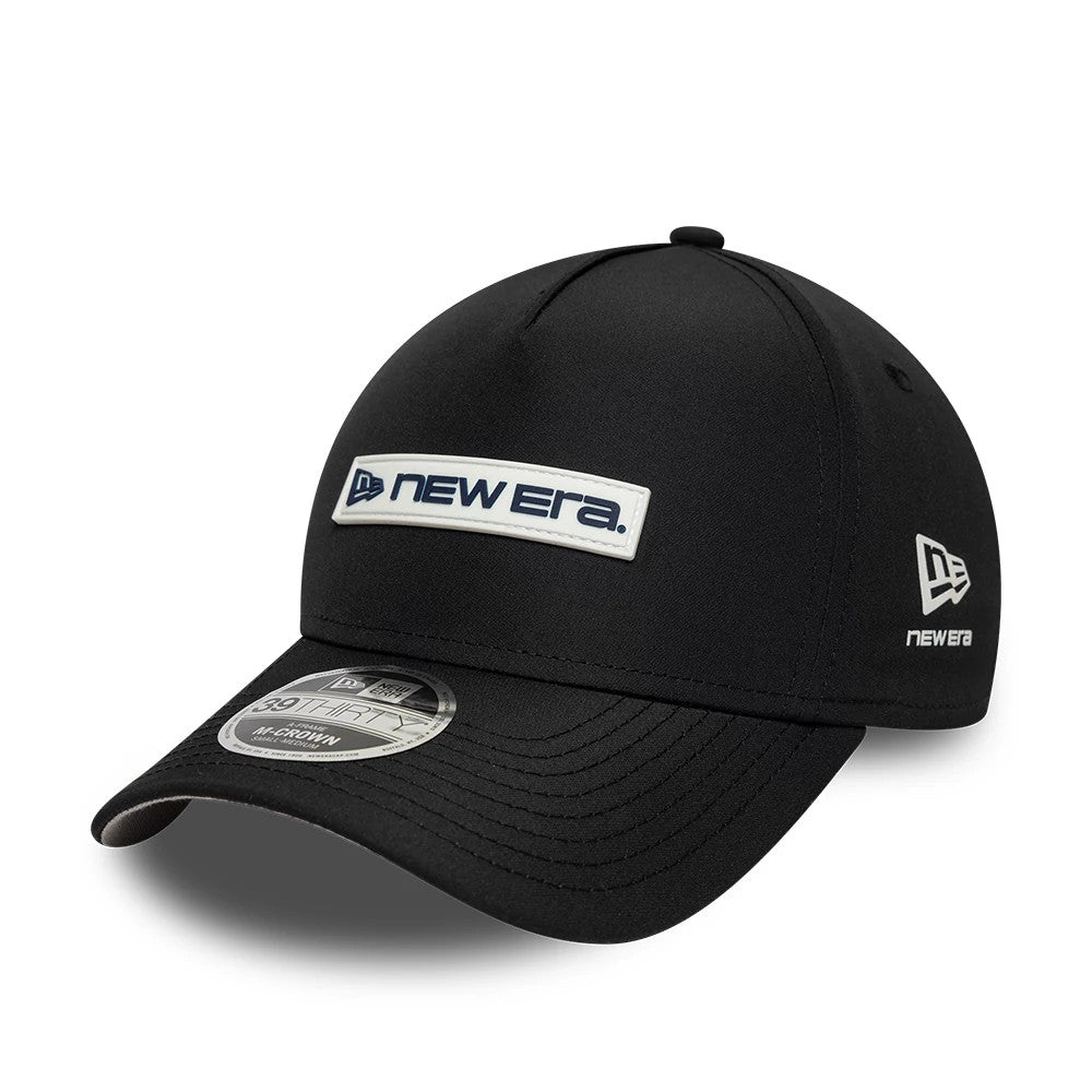 Pictured is this New Era Rubber Patch 39THIRTY M-Crown A-Frame Stretch Fit cap in black. 1