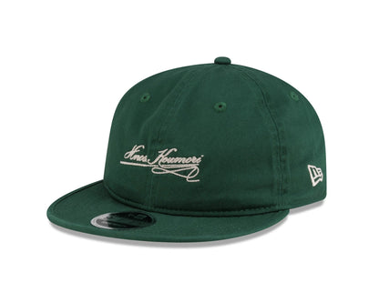 Pictured is this New Era X Hermanos Koumori Cursive Retro Crown 9FIFTY cap in green. 1