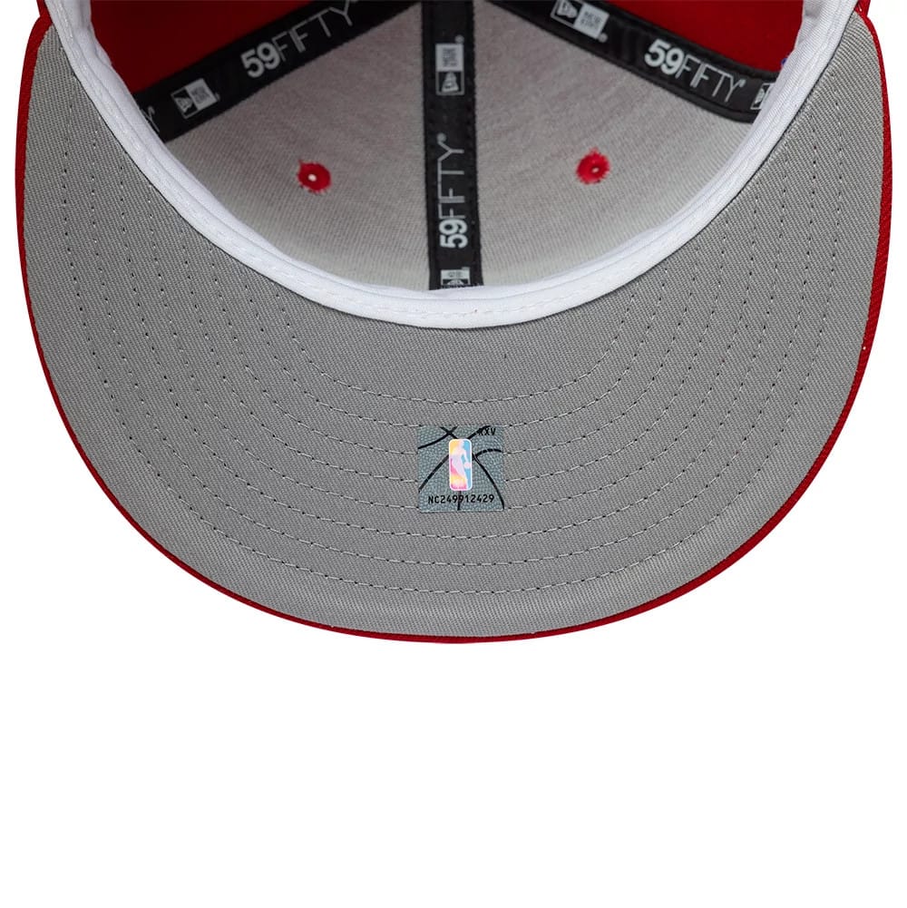 Pictured is this NBA Hardwood Classic Philadelphia 76ers 59FIFTY Fitted cap in red. 2
