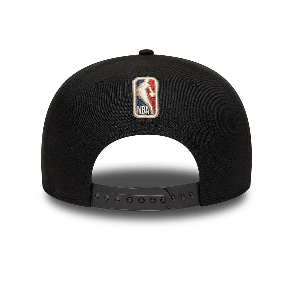 Pictured is this NBA Hardwood Classic Milwaukee Bucks 9FIFTY A-Frame Snapback cap in black. 5