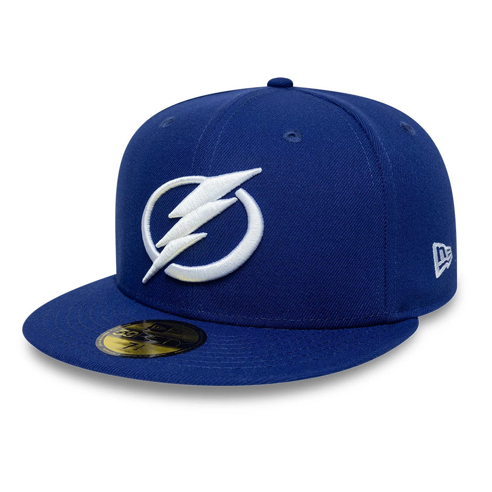 Pictured is this NHL Basic Tampa Bay Lightning 59FIFTY Fitted cap in dark blue. 1