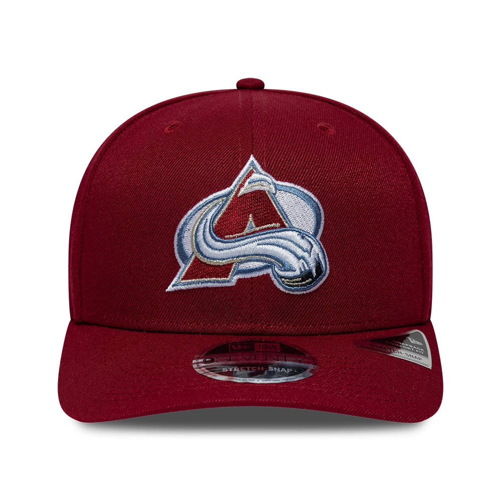 Pictured is this NHL Team Colorado Avalanche 9SEVENTY Stretch Snap cap in dark red. 3