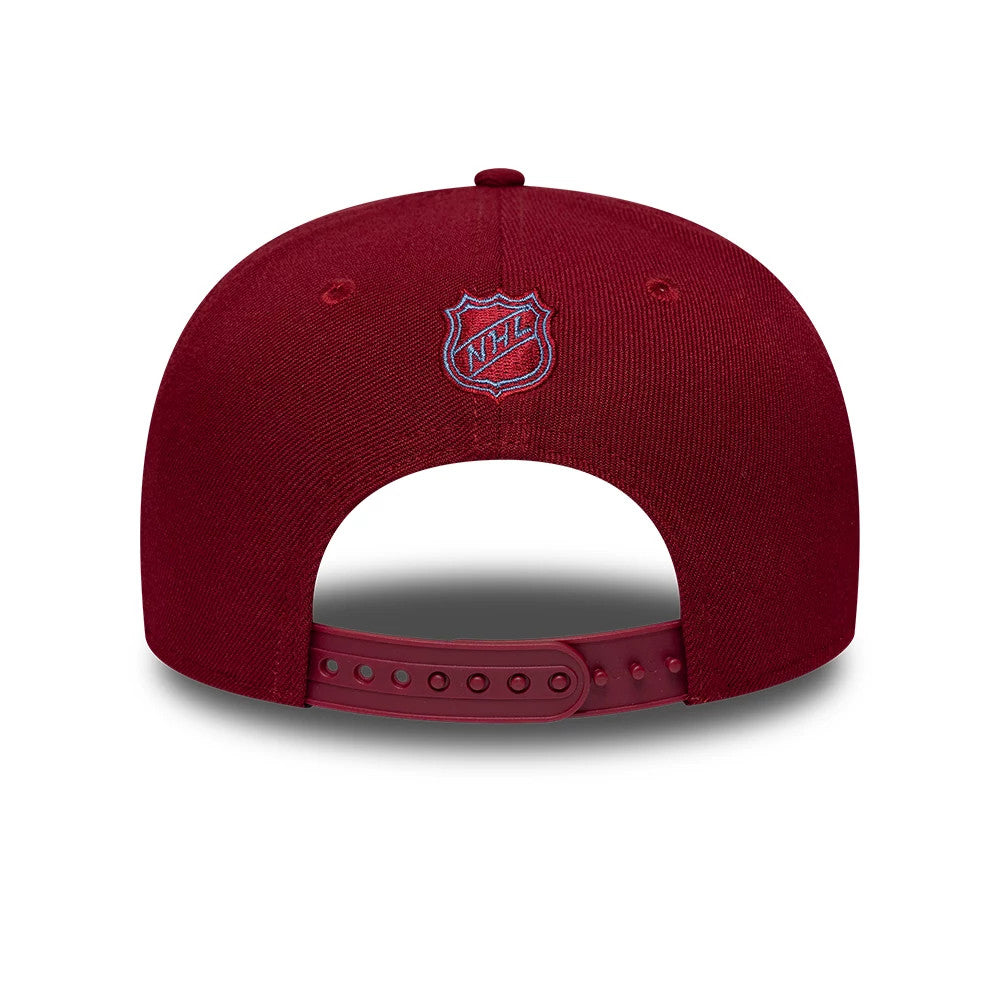 Pictured is this NHL Team Colorado Avalanche 9SEVENTY Stretch Snap cap in dark red. 5