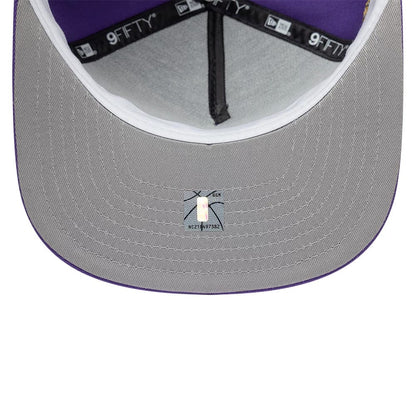 Pictured is this NBA Hardwood Classic LA Lakers 9FIFTY A-Frame Snapback cap in purple. 2