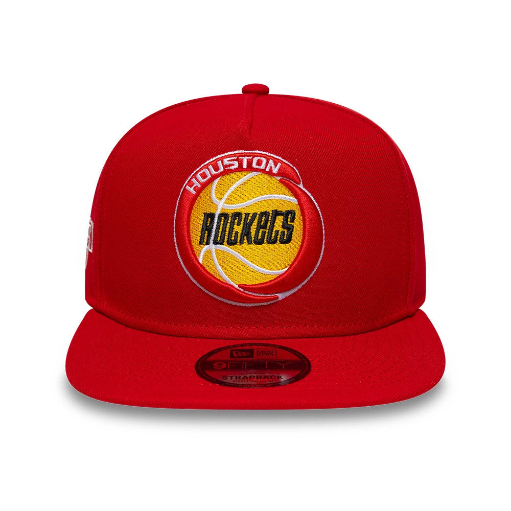 Pictured is this NBA Hardwood Classic Houston Rockets 9FIFTY A-Frame Snapback cap in red. 3