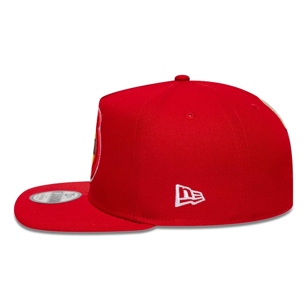 Pictured is this NBA Hardwood Classic Houston Rockets 9FIFTY A-Frame Snapback cap in red. 6