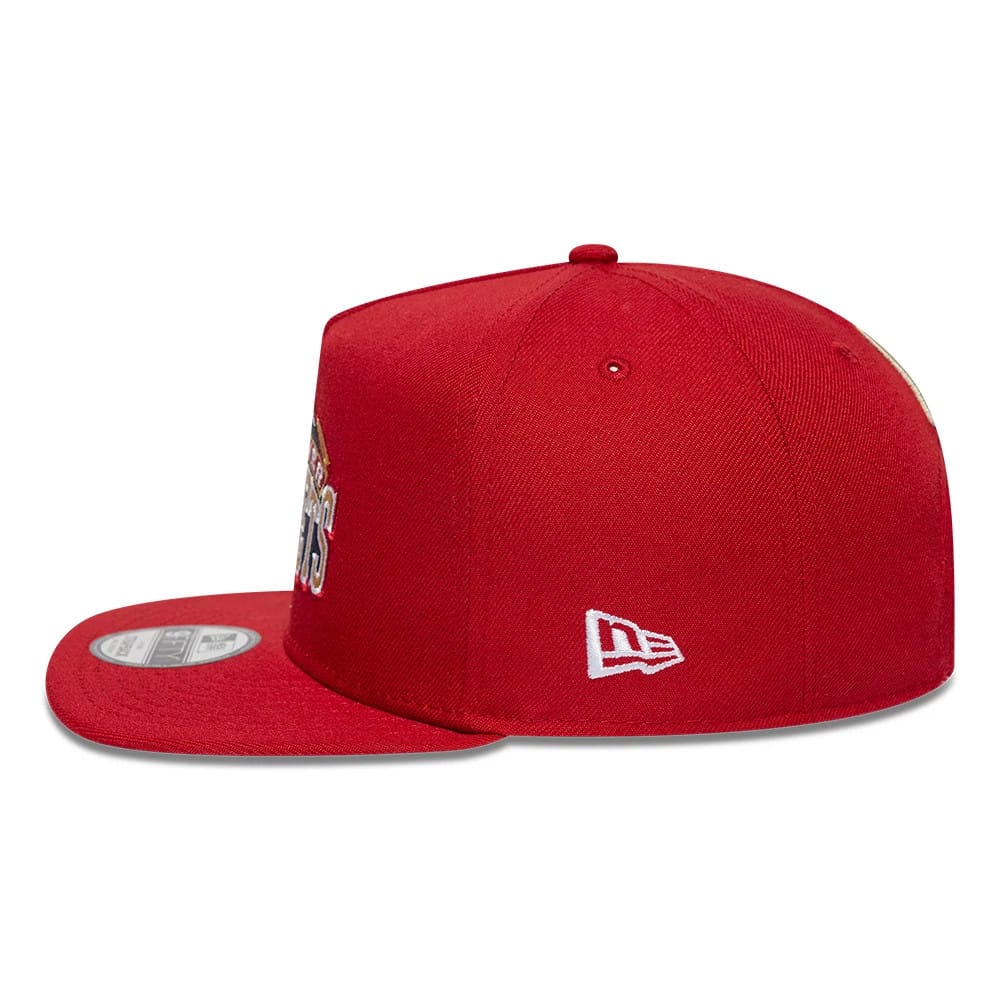 Pictured is this NBA Hardwood Classic Denver Nuggets 9FIFTY A-Frame Snapback cap in dark red. 6
