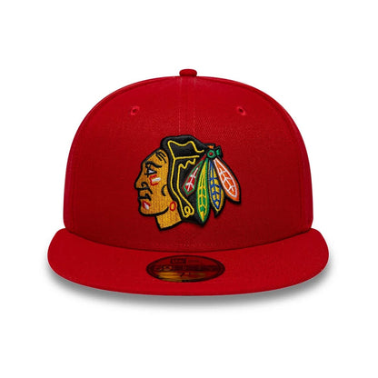 Pictured is this NHL Basic Chicago Blackhawks 59FIFTY Fitted cap in red. 3