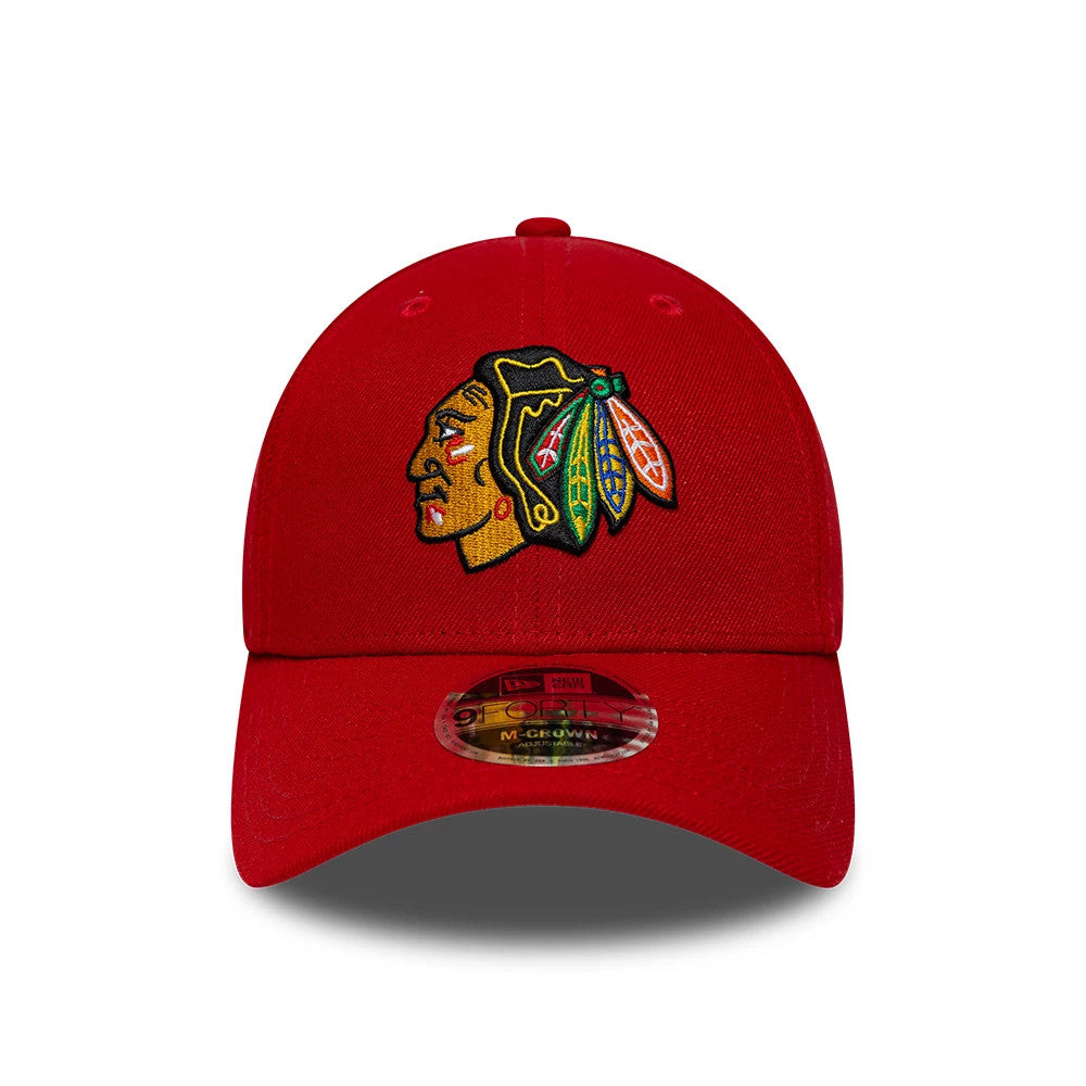 Pictured is this NHL Team Chicago Blackhawks 9FORTY M-Crown cap in red. 3