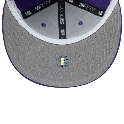 Pictured is this NBA Hardwood Classic LA Lakers 59FIFTY Fitted cap in purple. 2