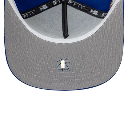 Pictured is this NBA Hardwood Classic Philadelphia 76ers 9FIFTY A-Frame Snapback cap in blue. 2