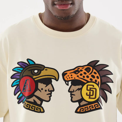 The model is wearing this MLB Mexico City Series 2026 Clash MLB Dueling Logo T-Shirt in Cream 4
